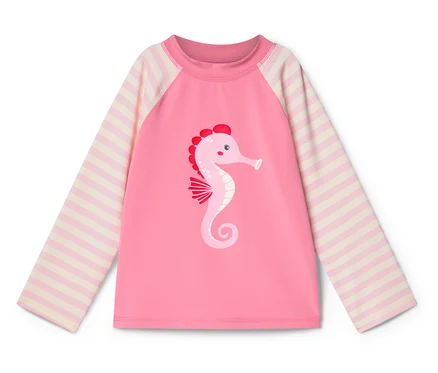 T-shirt rose à manches longues avec motif hippocampe.