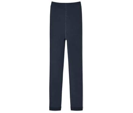 Leggings bleu foncé sur fond blanc.
