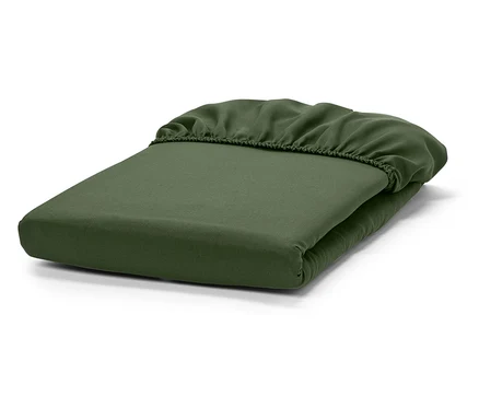 Drap-housse vert plié.