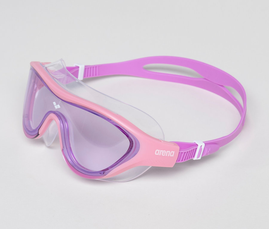 Lunettes de natation arena Junior The One Mask roses pour enfant sur fond blanc.