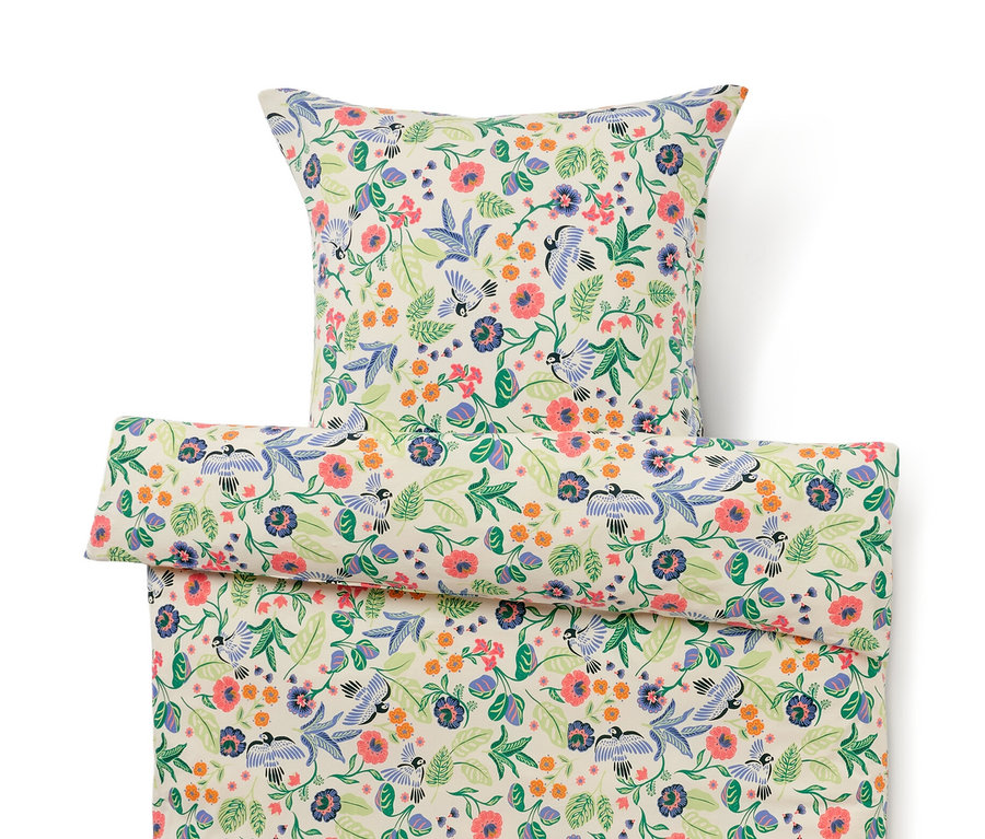Parure de lit en jersey de taille standard avec un motif floral.