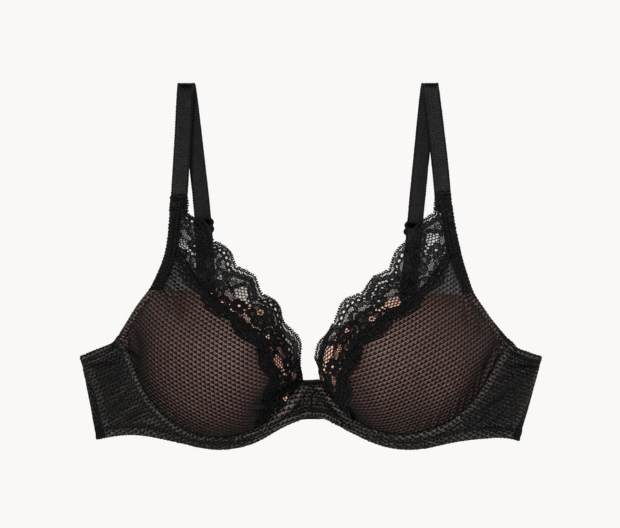 Soutien-gorge noir avec bordure en dentelle.
