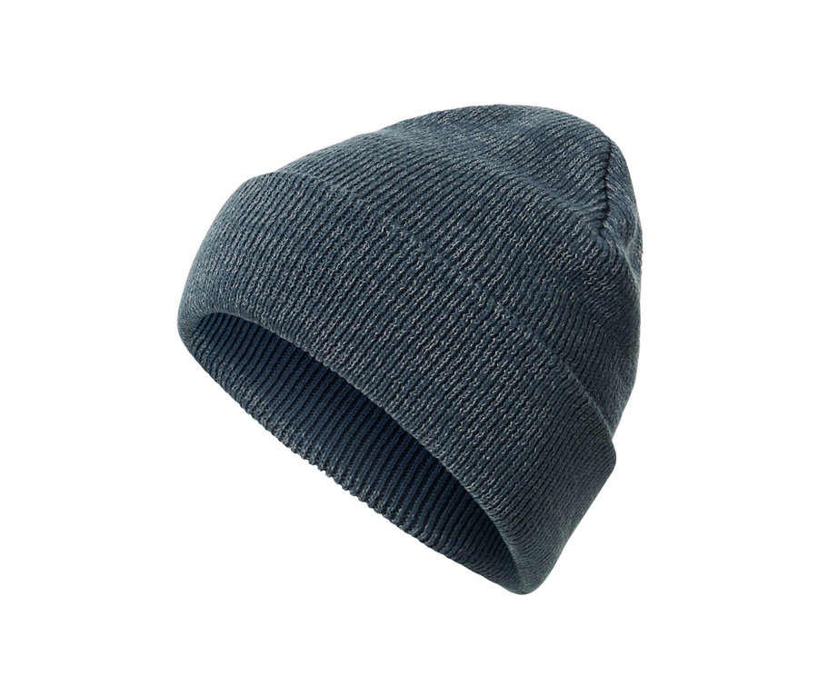 Bonnet en maille bleu.