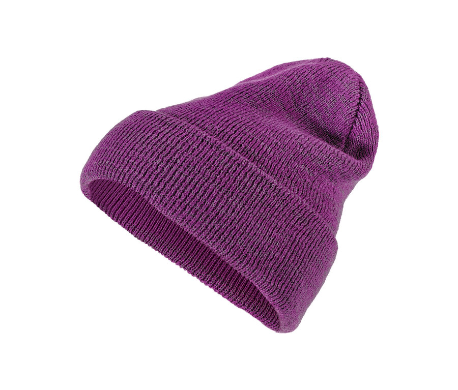 Bonnet en maille violet.