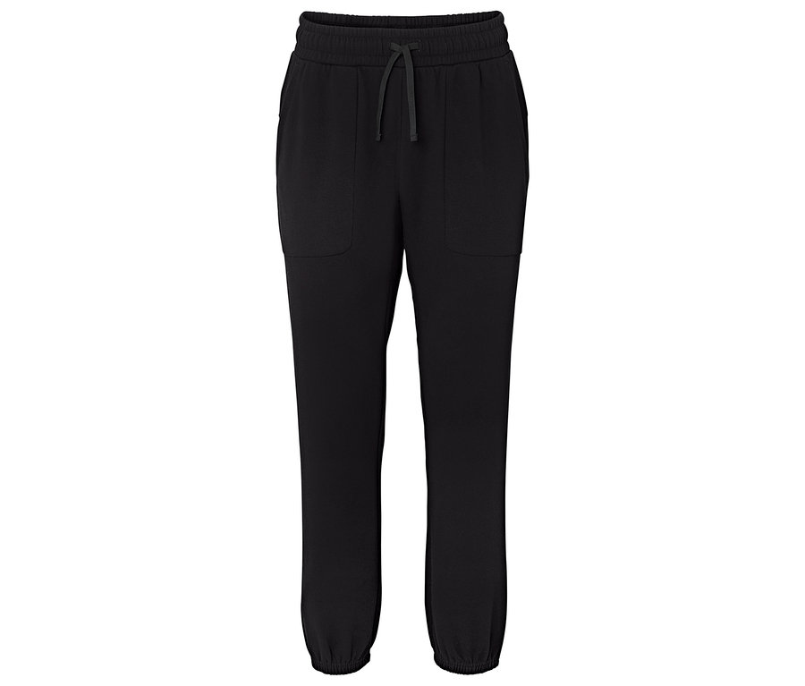 Pantalon de jogging noir avec cordon de serrage à la taille et poches.