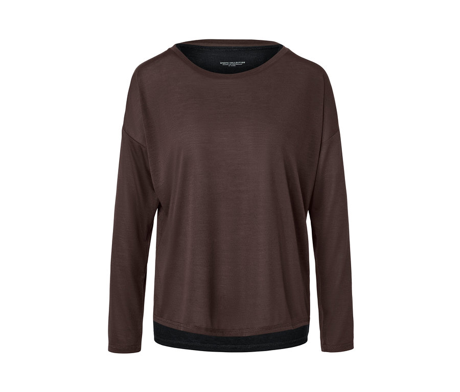 T-shirt de sport 2 en 1 marron à manches longues.