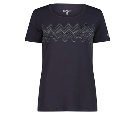 T-shirt CMP bleu marine avec motif en zigzag.