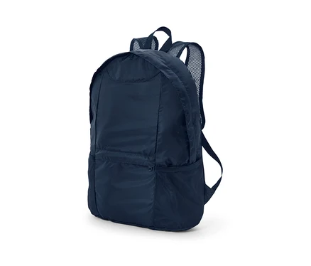 Sac à dos pliable bleu.