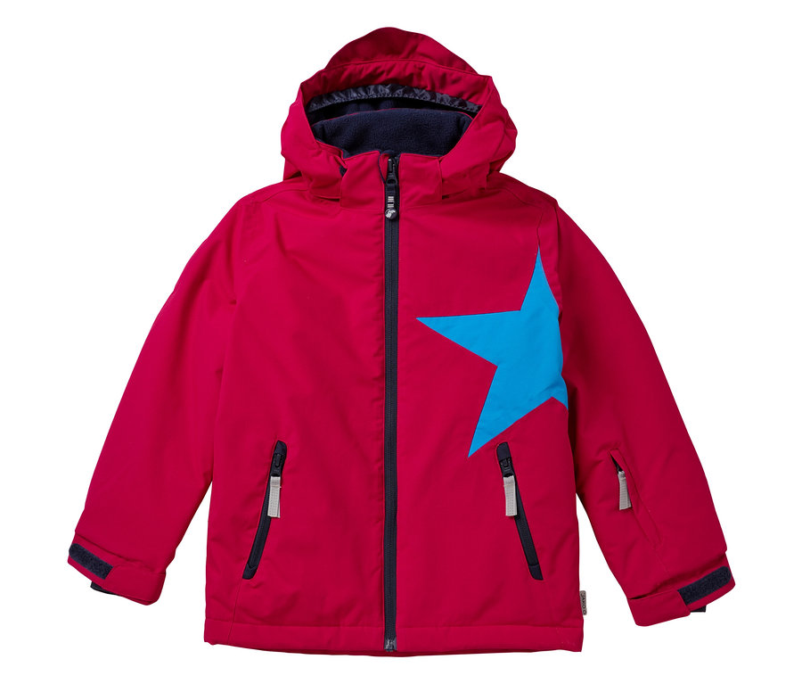 Veste de neige JAKO-O couleur raisin avec une étoile bleue sur le devant.