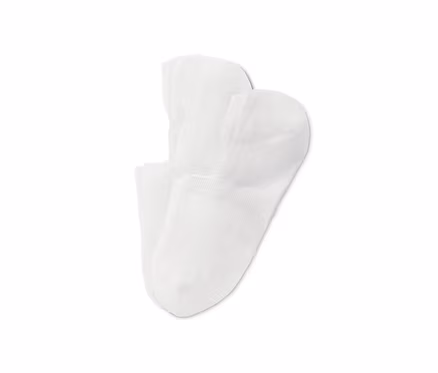 Deux paires de socquettes de sport blanches superposées.