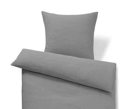 Parure de lit en mousseline grise de taille standard avec taie d'oreiller