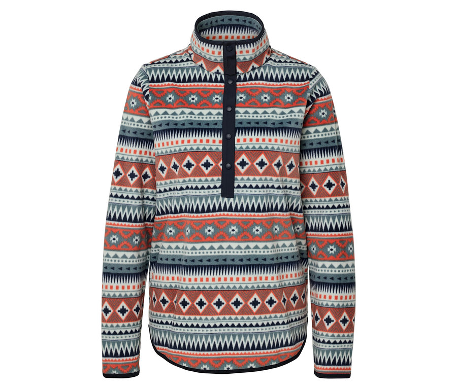 Pull en polaire à motifs avec boutons.