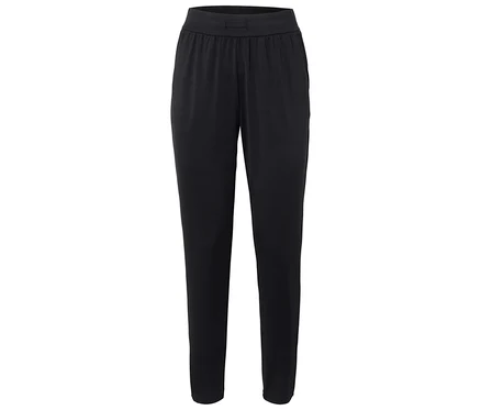 Un pantalon noir avec un élastique à la taille.