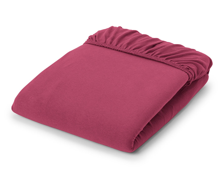 Drap-housse en jersey plié, couleur baie.