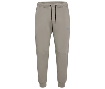 Pantalon de jogging HUMMEL gris pour homme avec cordon de serrage et empiècements latéraux.