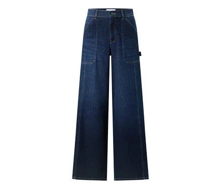 Denim Angels « Liva » Urban, jean bleu foncé à jambes larges avec poches plaquées avant et une boucle porte-outils.