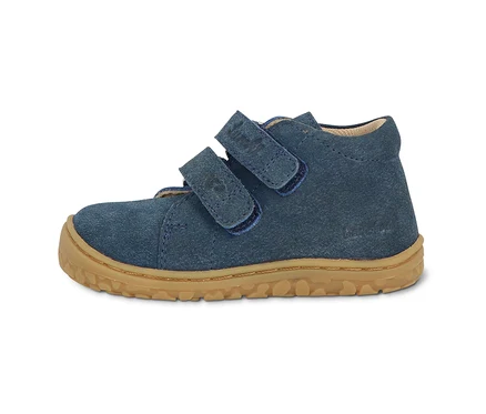 Chaussure de marche bleue Lurchi « Barefoot » avec semelle marron.
