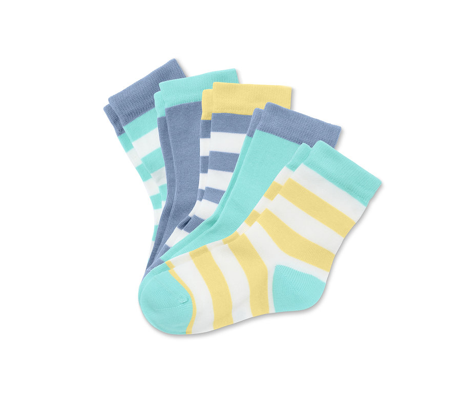 Cinq paires de chaussettes multicolores en coton bio.