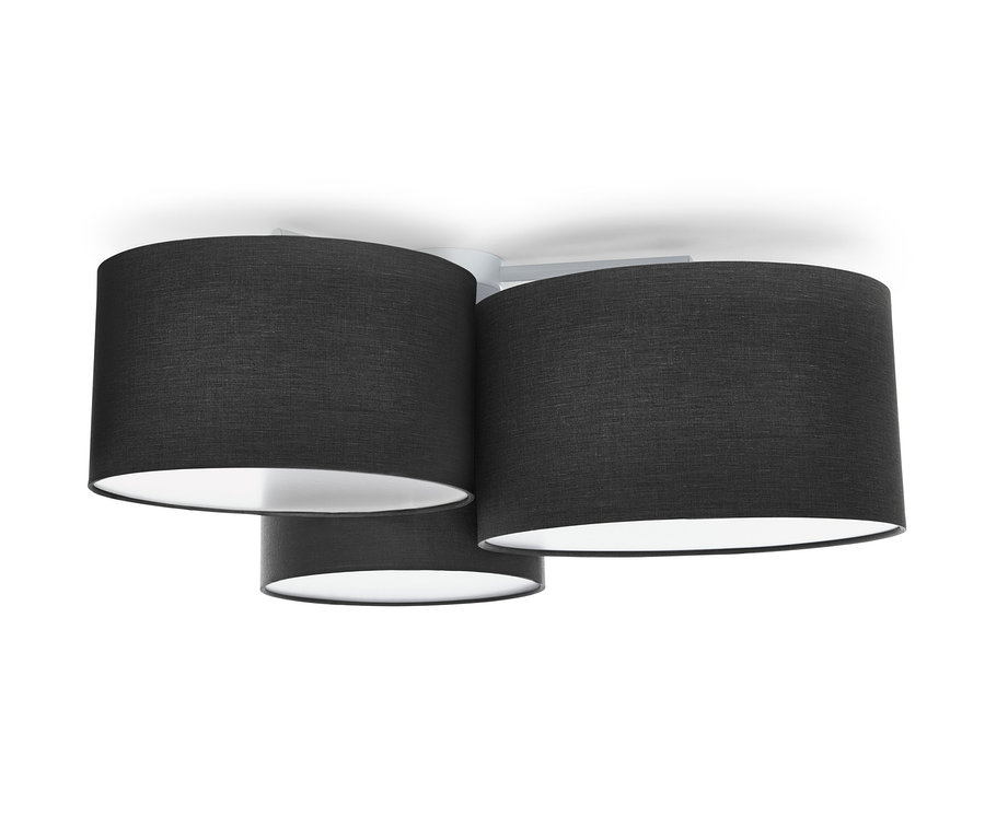 Plafonnier à abat-jour textile, 3 ampoules.