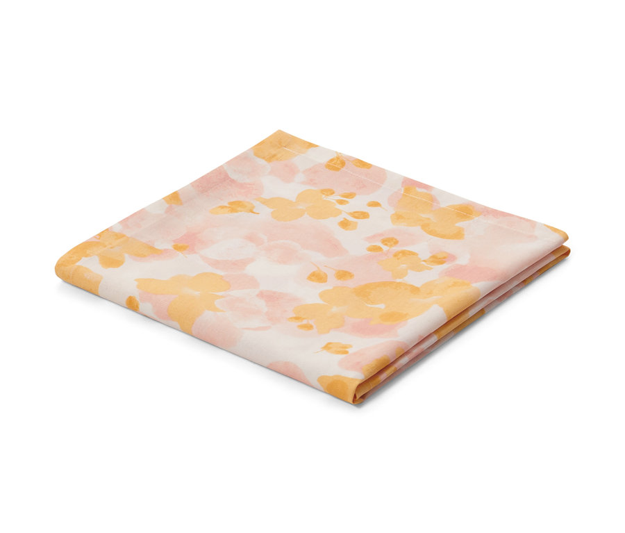 Nappe d’extérieur moyenne pliée, env. 90 x 90 cm, avec motif floral.