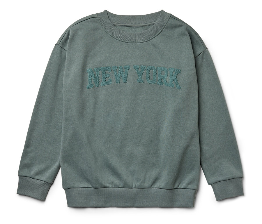 Sweat-shirt vert avec l'inscription "NEW YORK".