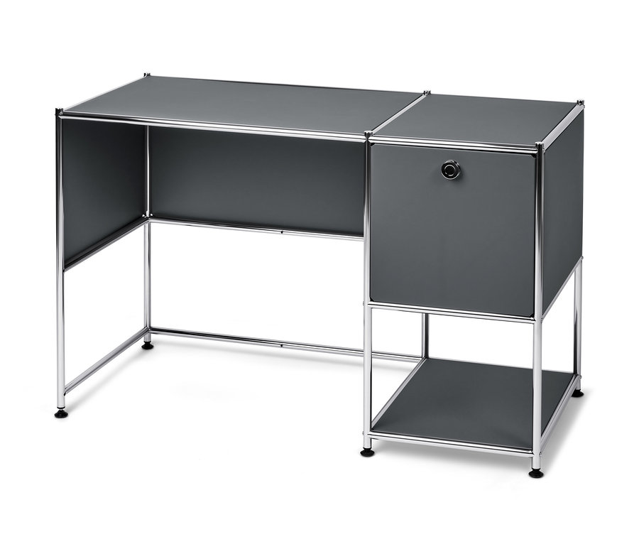 Bureau en métal « CN3 » gris avec porte abattante.