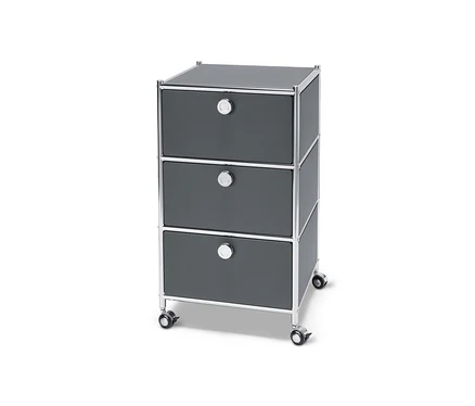 Caisson à roulettes « CN3 » gris avec 3 tiroirs.