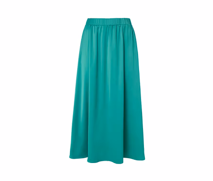 Jupe longue en satin vert.