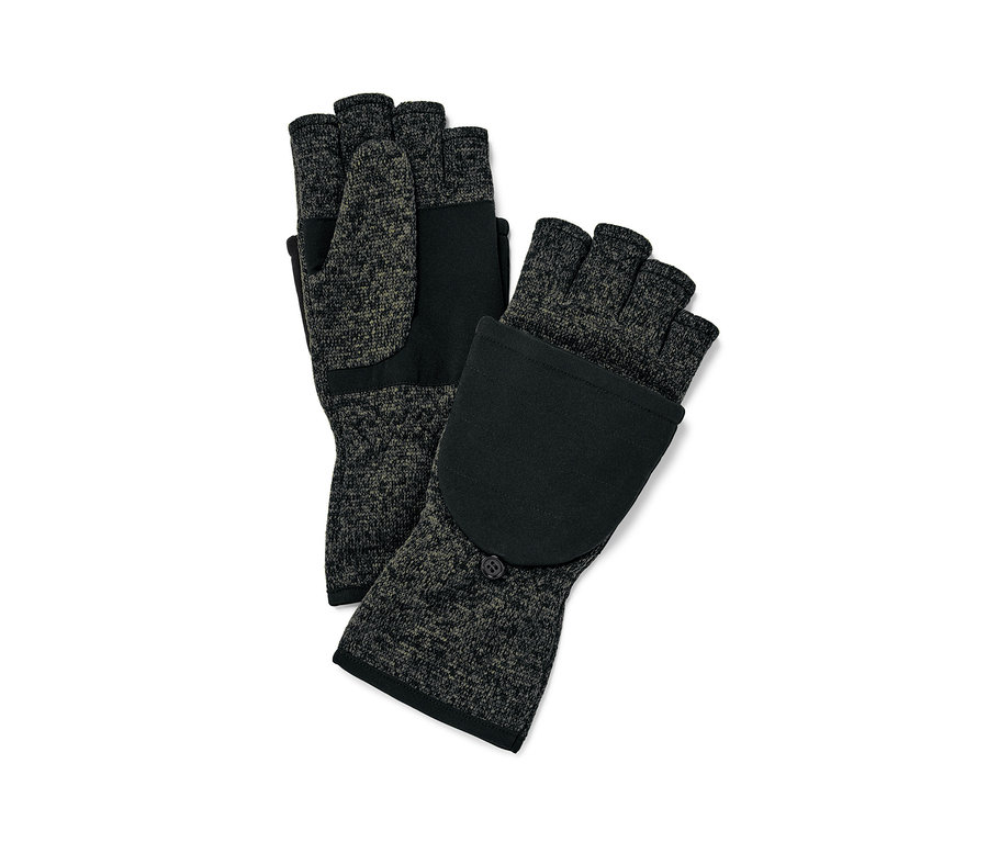 Deux mitaines avec moufles amovibles en maille polaire.