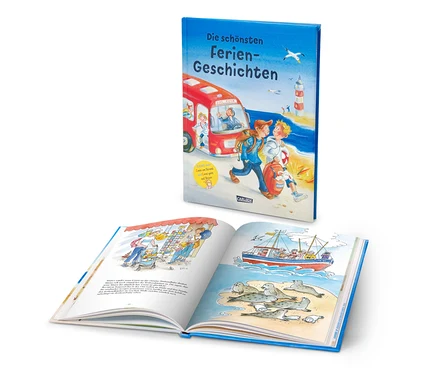 Illustration d'un livre intitulé "Les plus belles histoires de vacances".