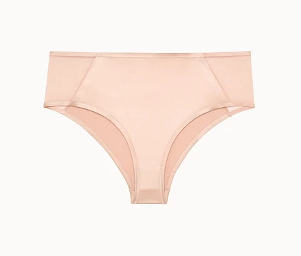 Culotte pêche avec empiècements transparents sur les côtés.