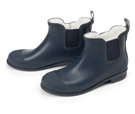 Bottes de pluie Chelsea enfant doublées bleu foncé.