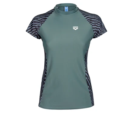 T-shirt vert Arena à manches courtes avec motif zébré sur les manches et les côtés.