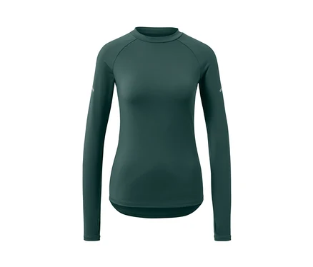 T-shirt technique à manches longues vert foncé.
