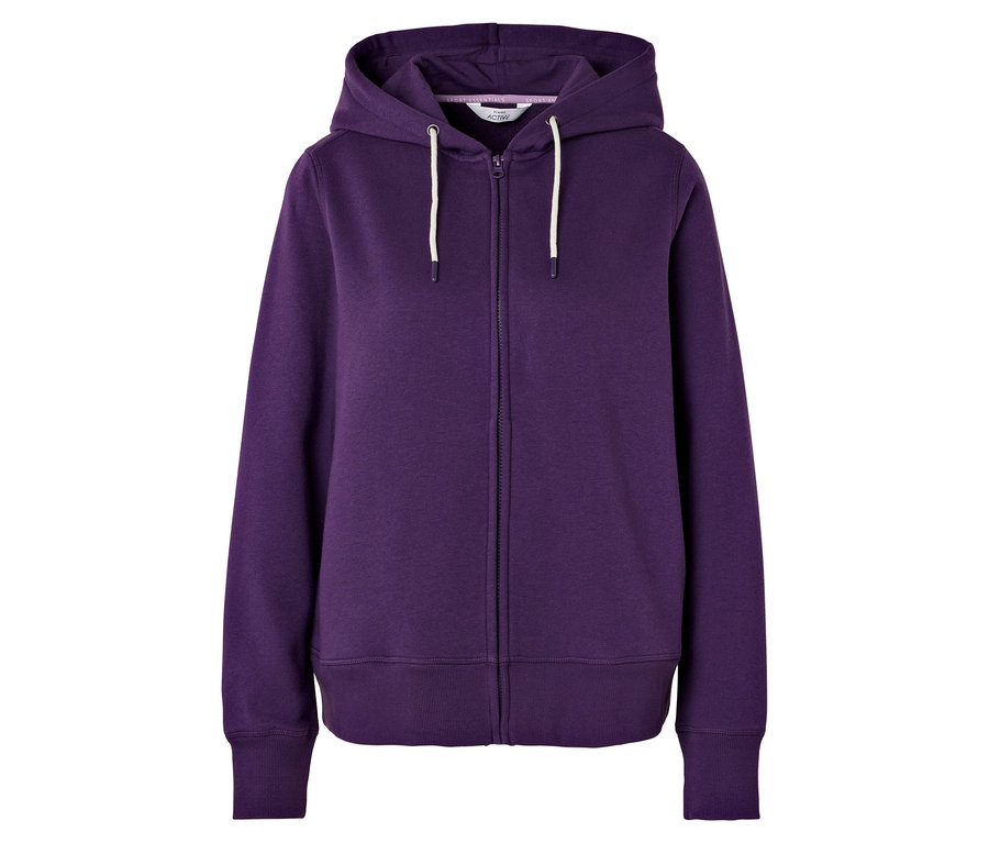 Sweat à capuche zippé violet.