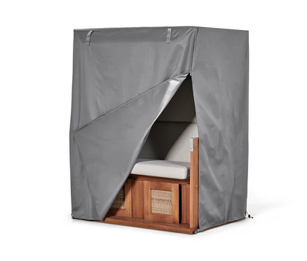 Un panier de plage est recouvert d'une housse de protection premium grise XL.