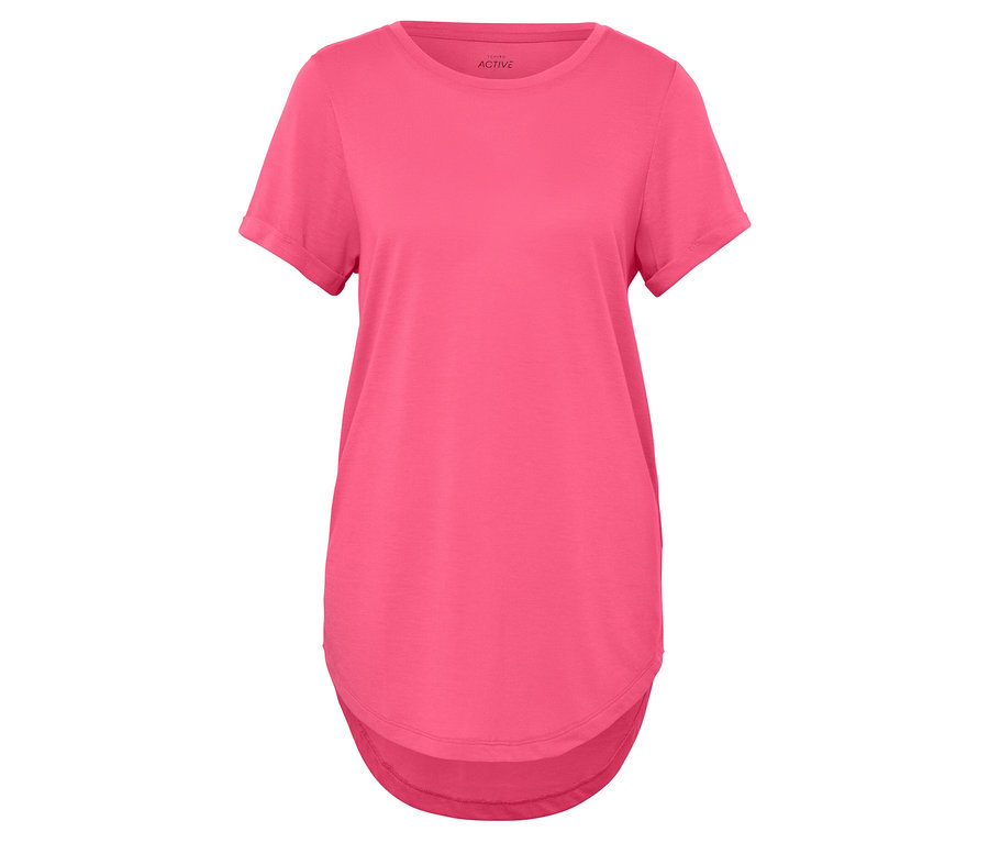 T-shirt rose à manches courtes.