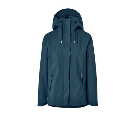 Une veste de pluie 3 en 1 bleue.
