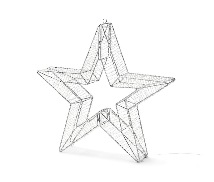 Une étoile d'extérieur LED 3D argentée, taille L.