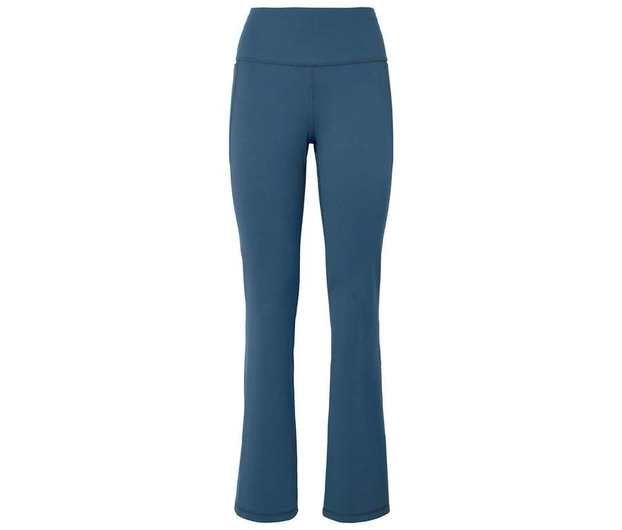 Legging bootcut bleu à taille haute.