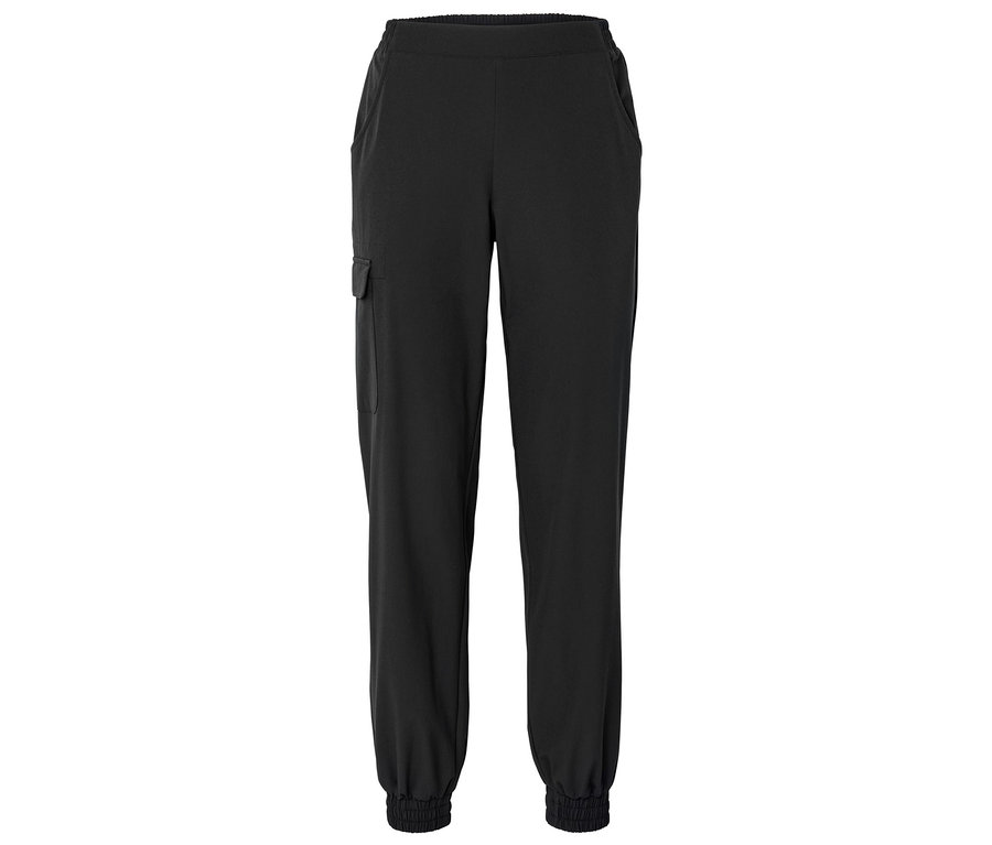 Pantalon de jogging noir avec taille élastique et chevilles élastiquées.