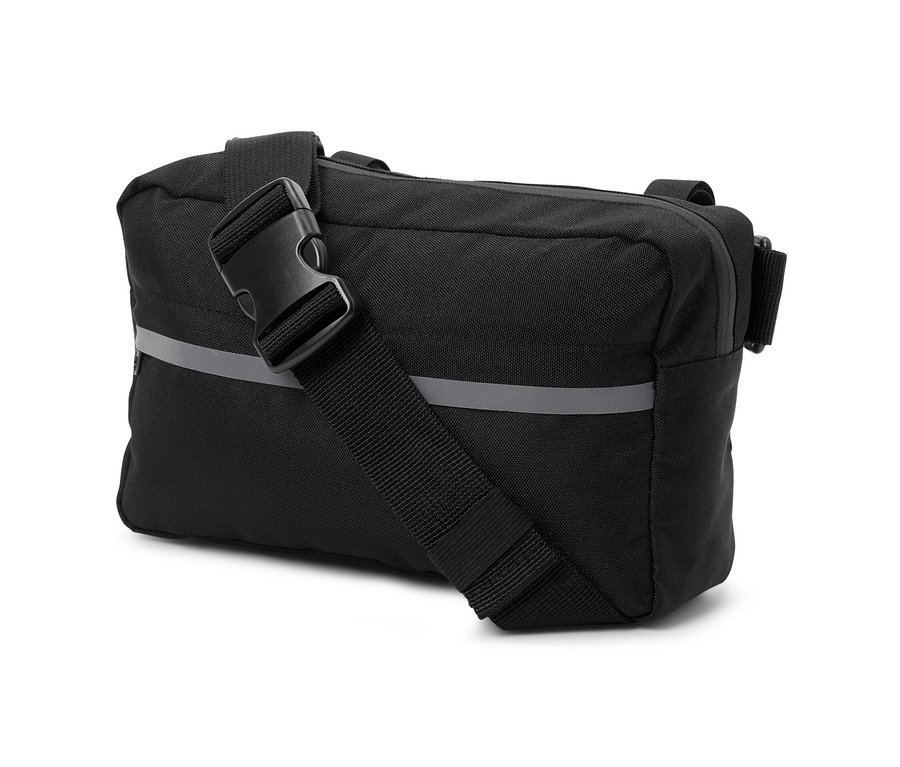 Sacoche de guidon 2 en 1 noire avec bandoulière.