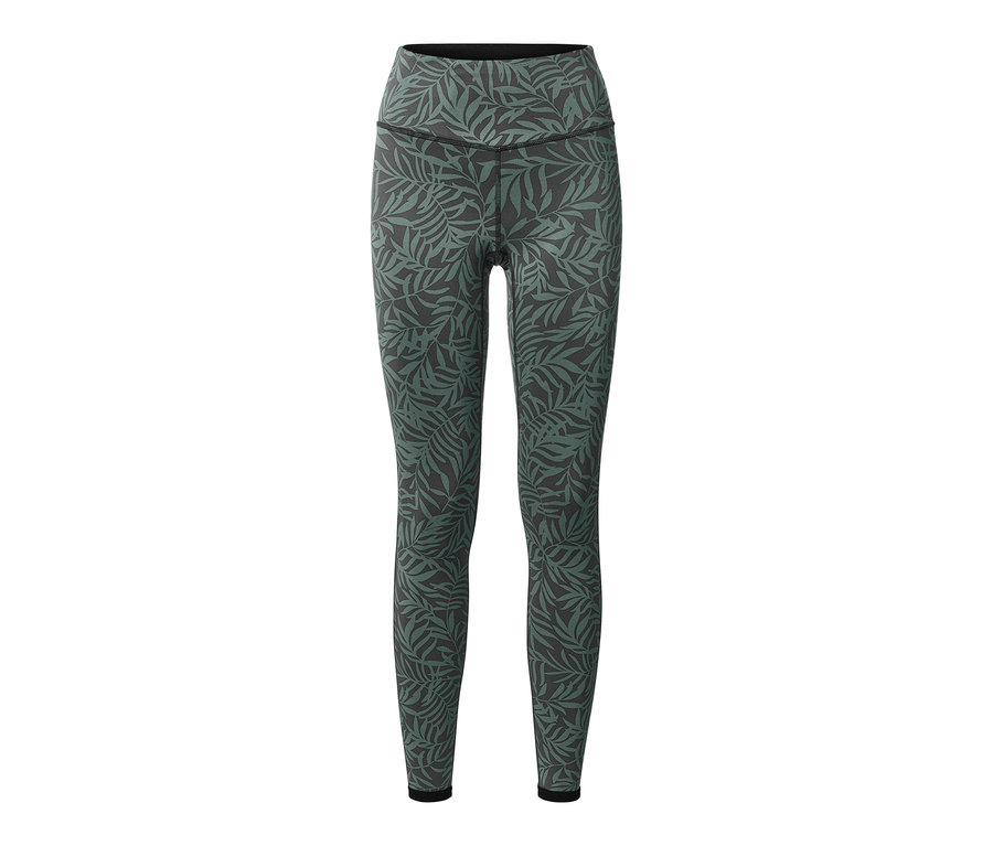Legging de sport réversible avec imprimé de feuilles.