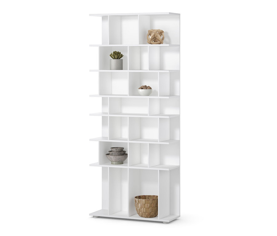 Étagère blanche, env. 80 cm de largeur, avec des décorations.