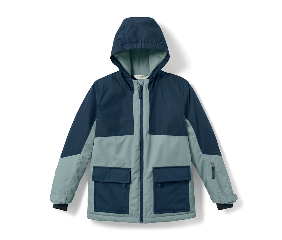 Veste de snowboard et de plein air pour enfant bleu et grise.