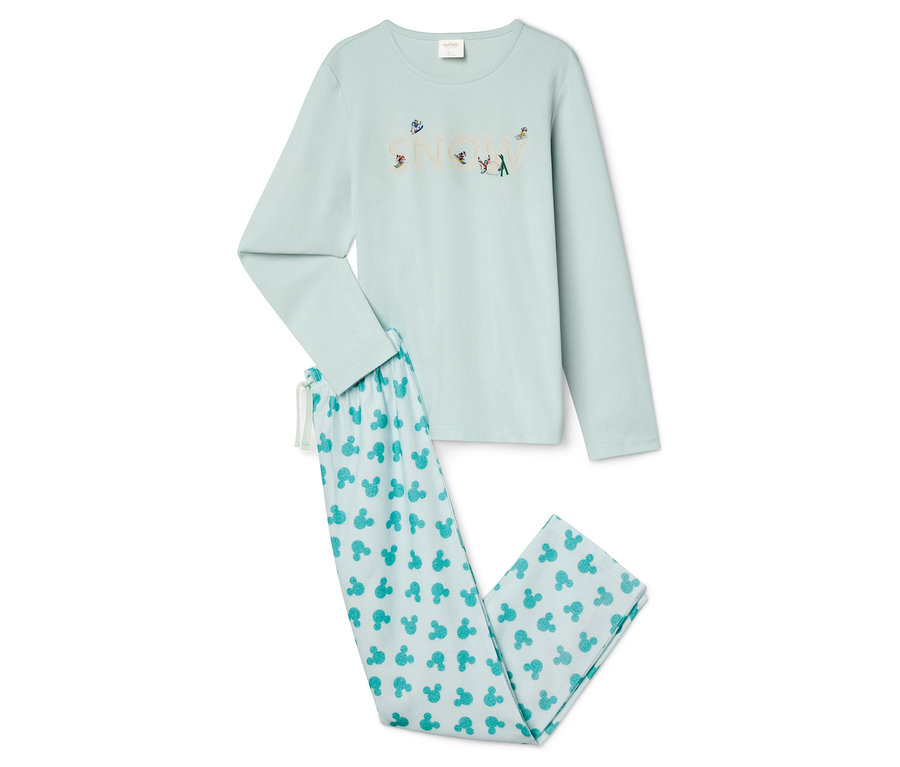 Ensemble de pyjama clair avec un haut à manches longues et un pantalon à motif Mickey Mouse.