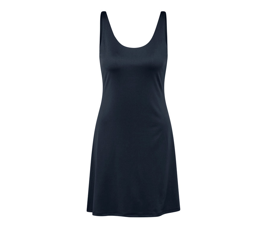Robe de sport bleue avec cycliste.