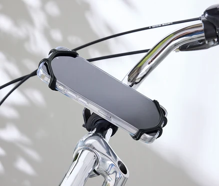 Support de smartphone pour vélo fixé sur un guidon.