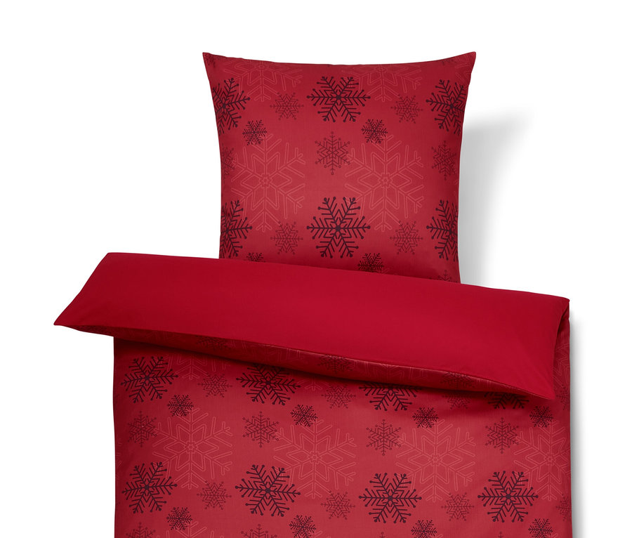 Parure de lit rouge en microfibre et flanelle avec motif de flocons de neige, taille standard et grande taille.