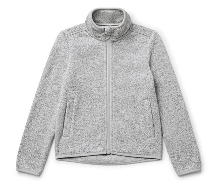 Veste en maille polaire pour enfant grise avec fermeture éclair.